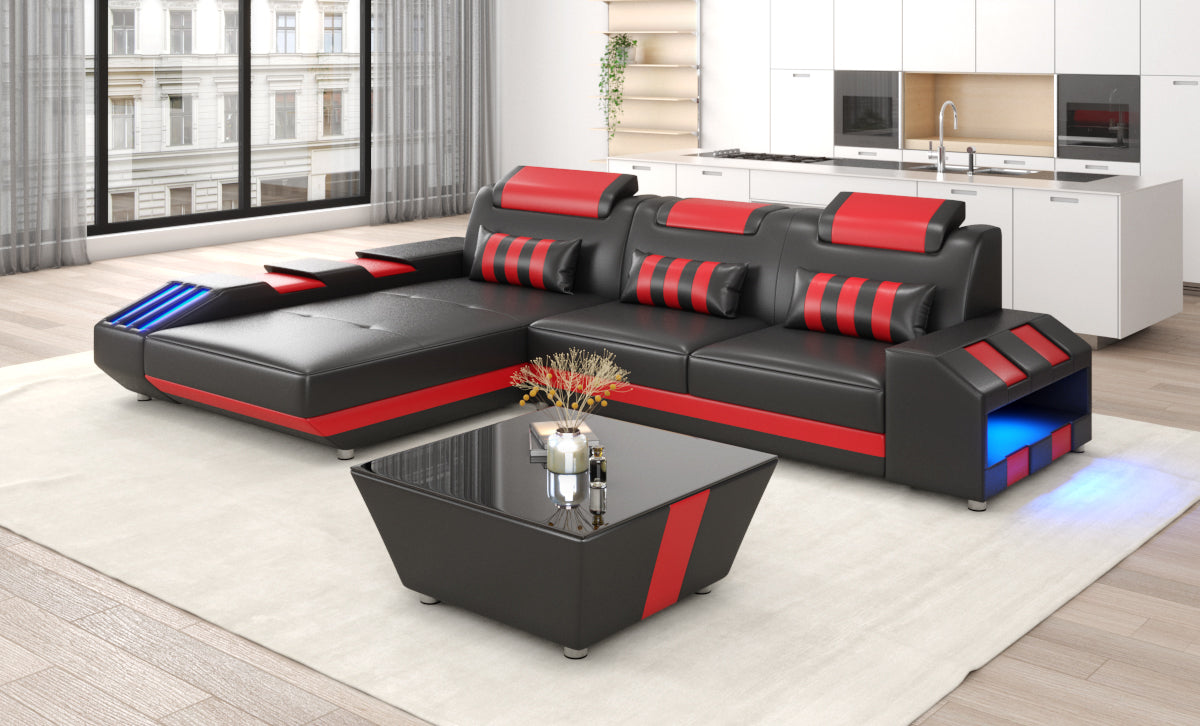 Cosmo Compact LED Sectional - Small Space Party Couch with Mood Lighting