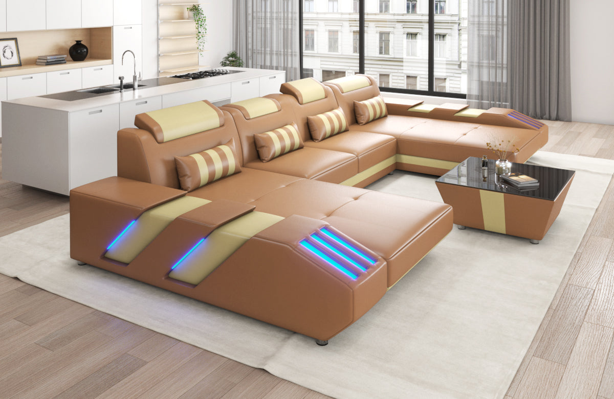 Cosmo Double Chaise U-Shape LED Sectional - Ultimate Lounge Sofa