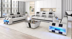 Cosmo LED Leather Sofa Set - Modern 3-Piece Living Room Set with Mood Lighting