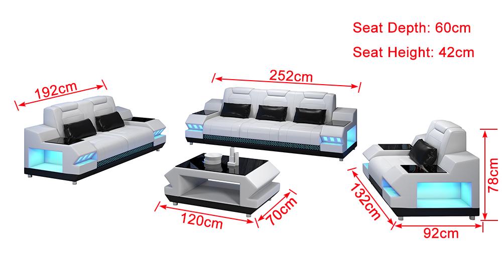 Celsius Modern Leather Sofa Set