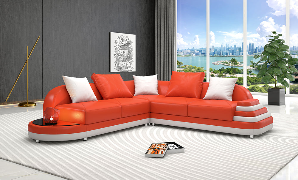 Lillian Small Modern Leather Sectional