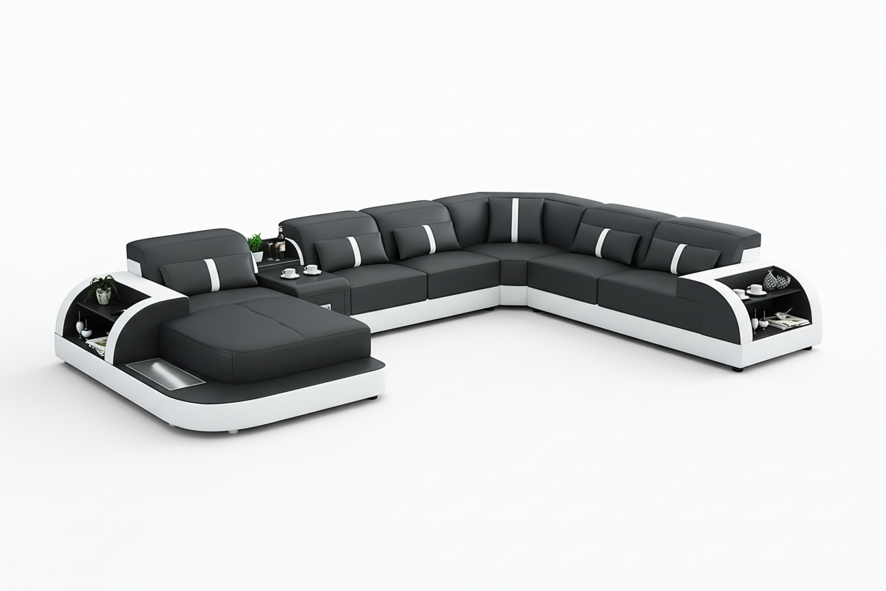Blaylock Modern Sectional Sofa with LED Light