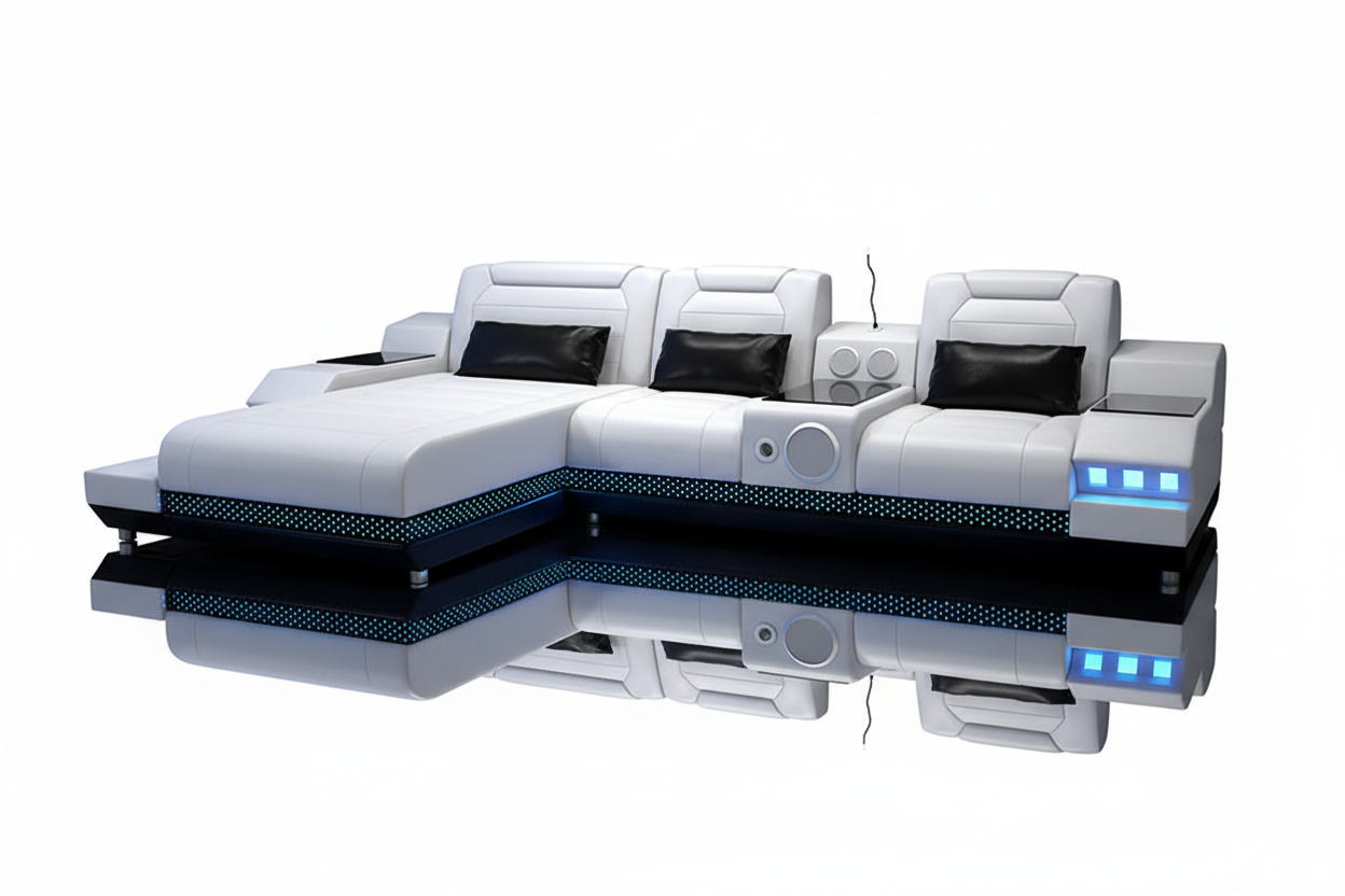 Celsius Mini Modern Leather Sectional - Reflection