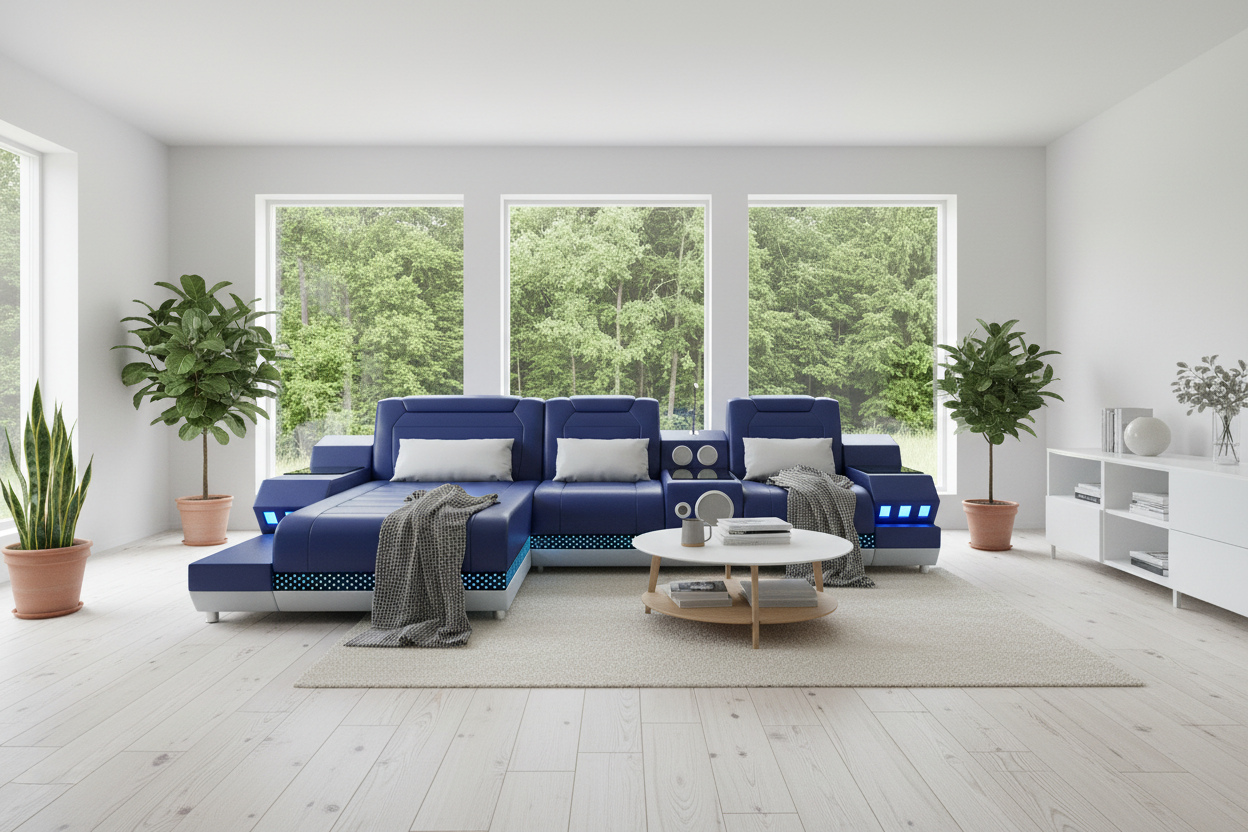 Celsius Mini Modern Leather Sectional - Scandinavian