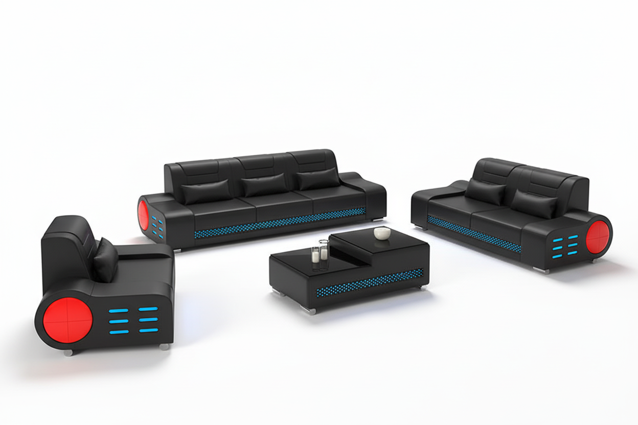 Elliot Modern Leather Sofa Set