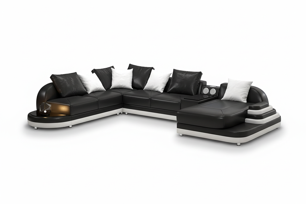 Lillian Modern Leather Sectional with Console