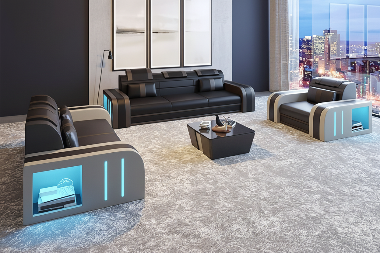 Luxury sectional sofa set with darker gray