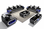Omont Leather Sofa Set with LED Light - Blank Background 1