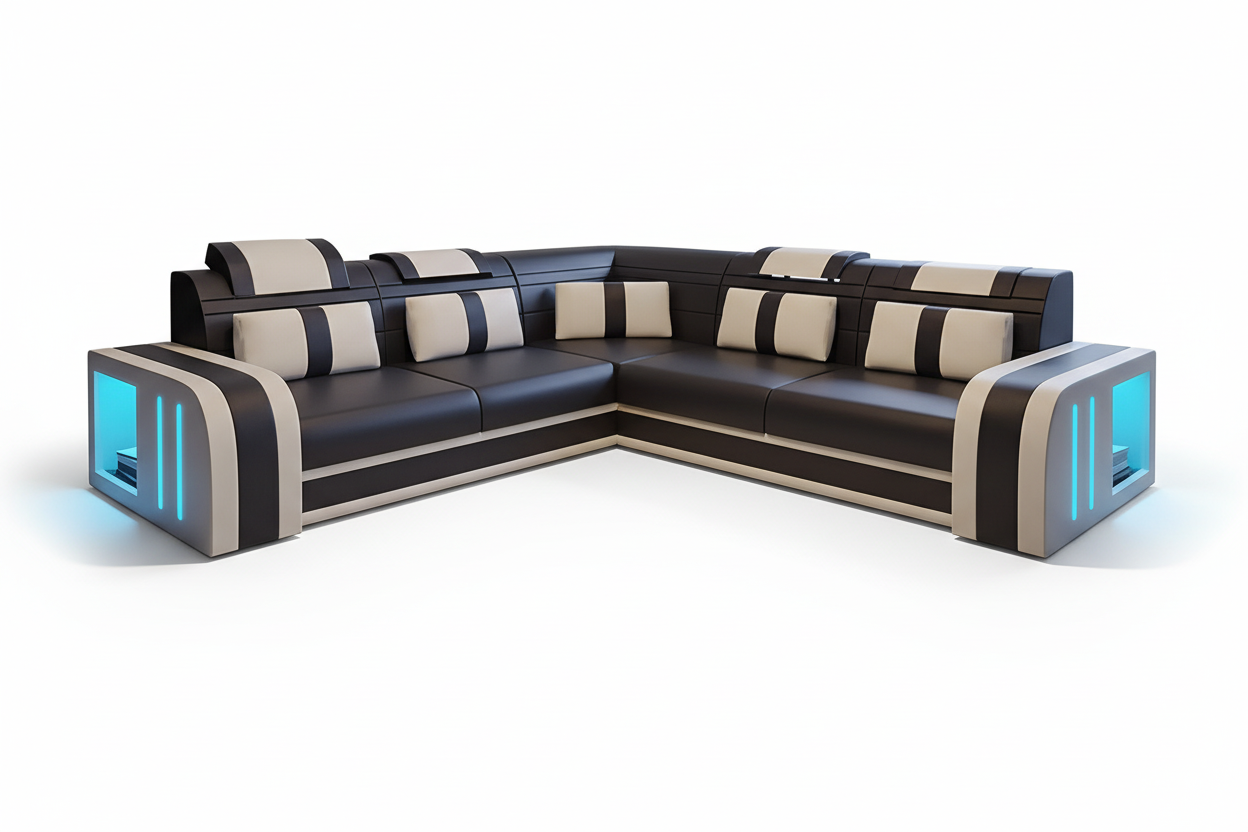 Ralutic Leather Corner Sectional with Side Storage - Angle 2