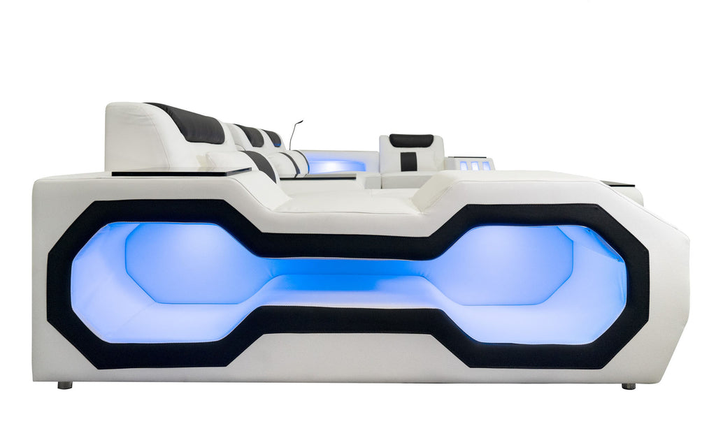 Omont Compact Sectional with LED Lights & Chaise | Small Space Solution