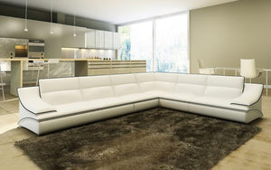 Umi Modern Leather Sectional with Coffee Table Set