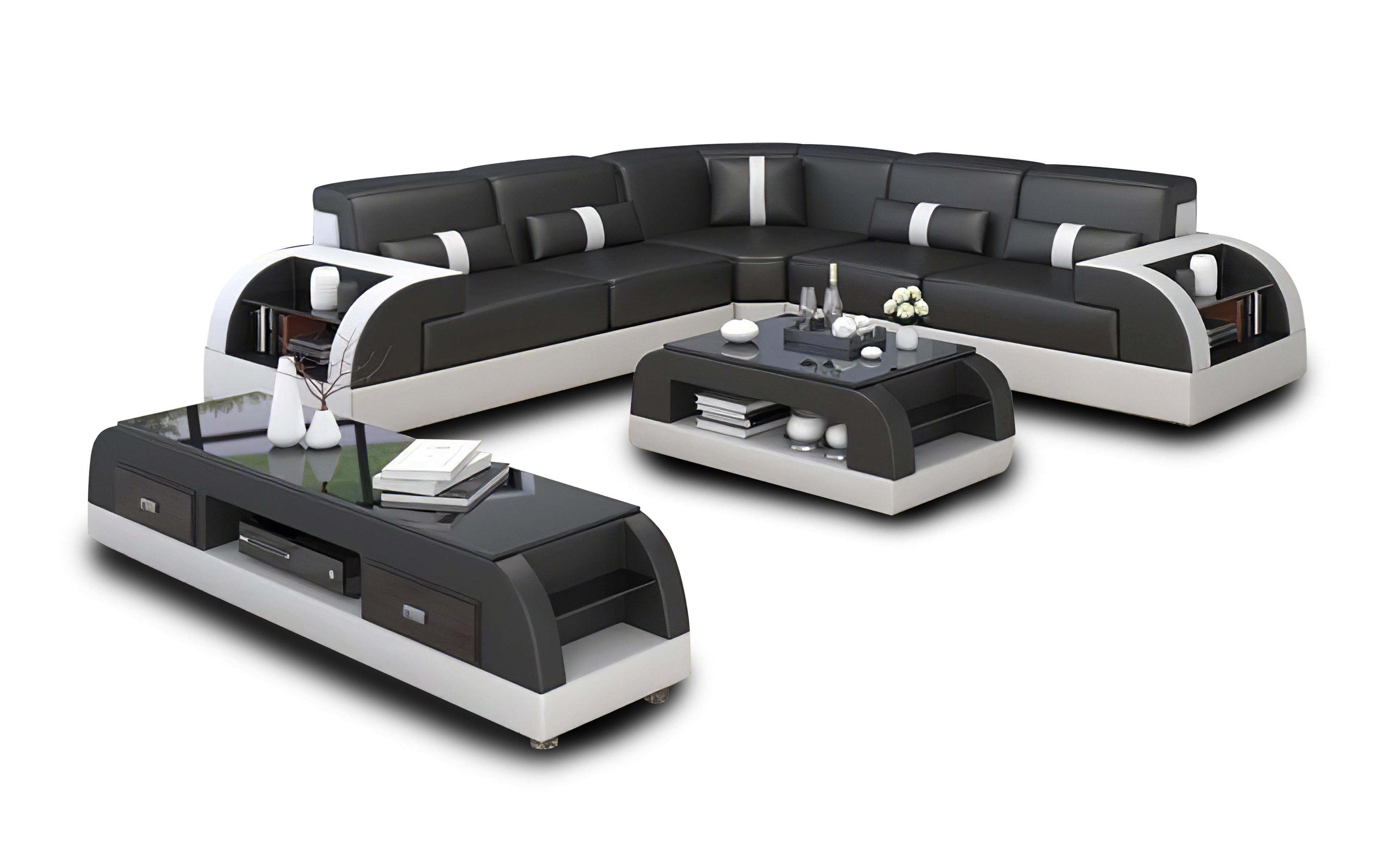 Piliu Leather Corner Sectional with Side Storage