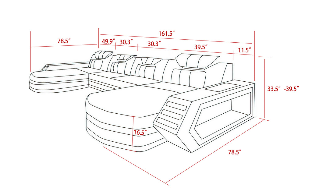 Keenan Modern U Shape Sectional with LED Lights